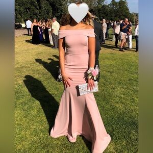 Nicole Bakti Blush Pink Off The Shoulder Mermaid Dress